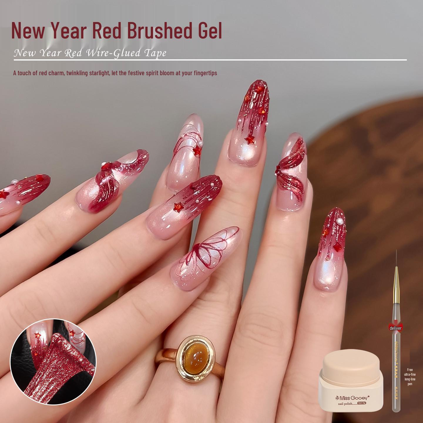 

Miss Honey High-Density Red Thread Gel 2026 - Strong Elasticity Ultra-Fine Hook Line for Color Painting