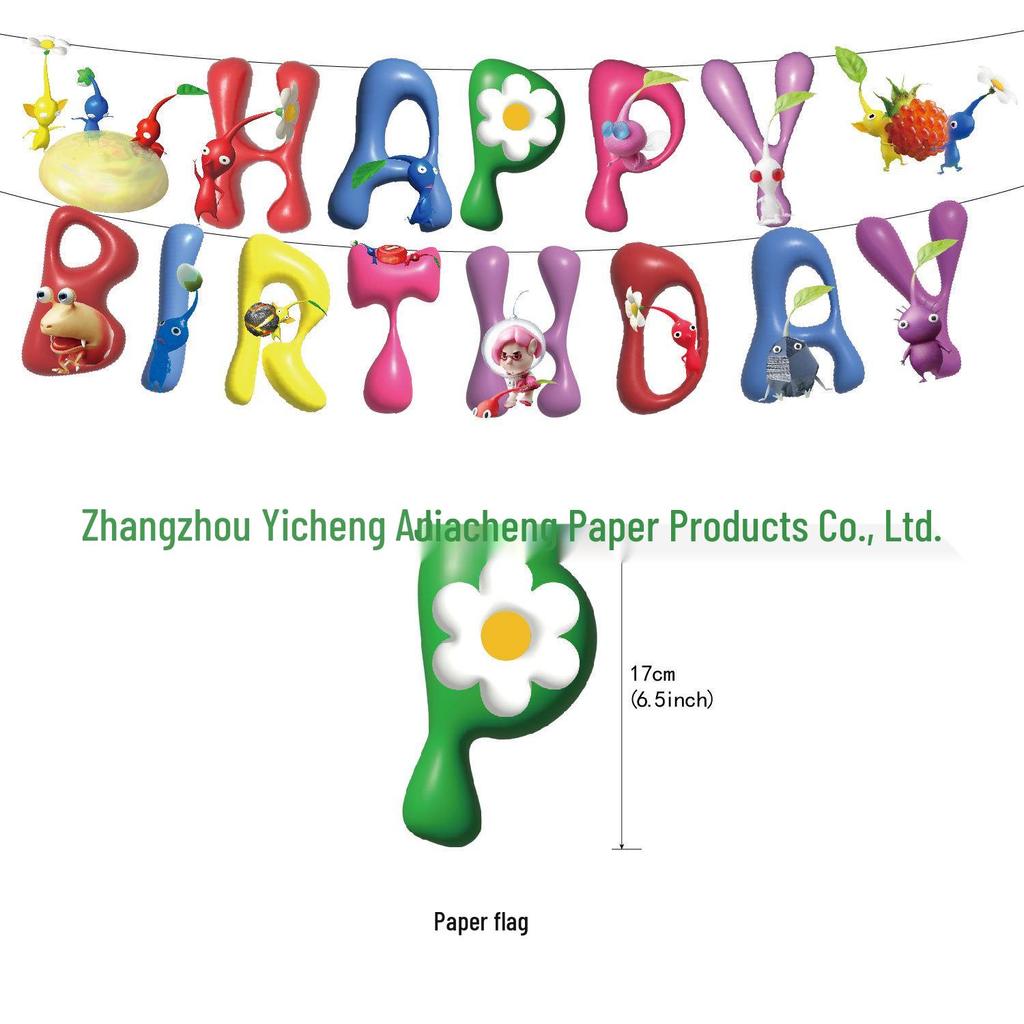 Pikmin Birthday Party Decorations: Cake Toppers, Swirl Decorations & Banner Set