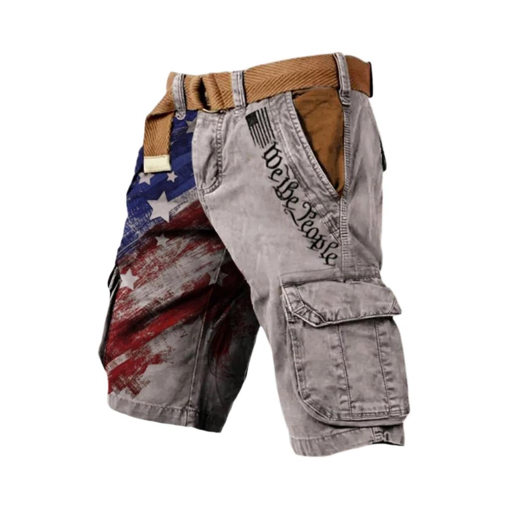Men's Casual Sport Multi-pocket Work Pants  Men's Fashionable Flag-letter Printed Pants