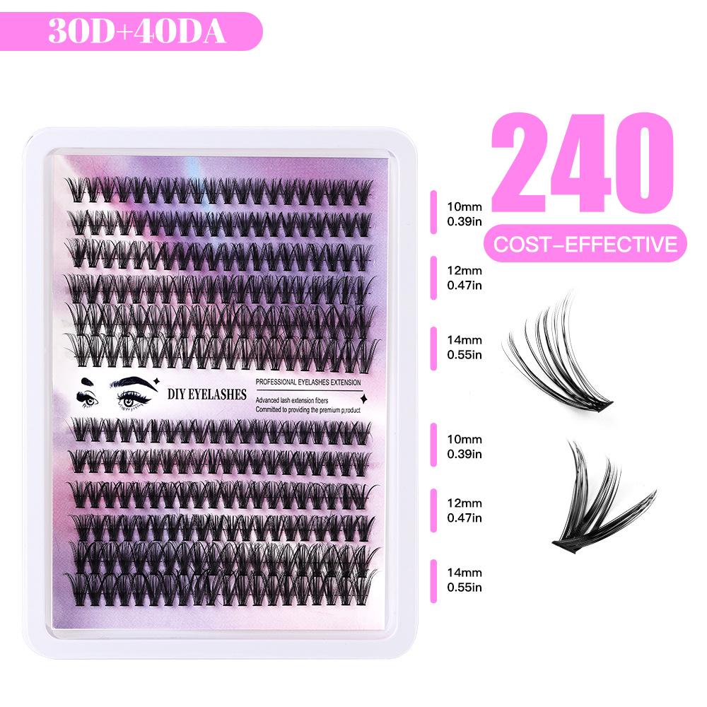 240 Cluster 3040D Falsche Wimpern: 10-14mm DIY Natürliche Dichte Segmentierte Wimpern