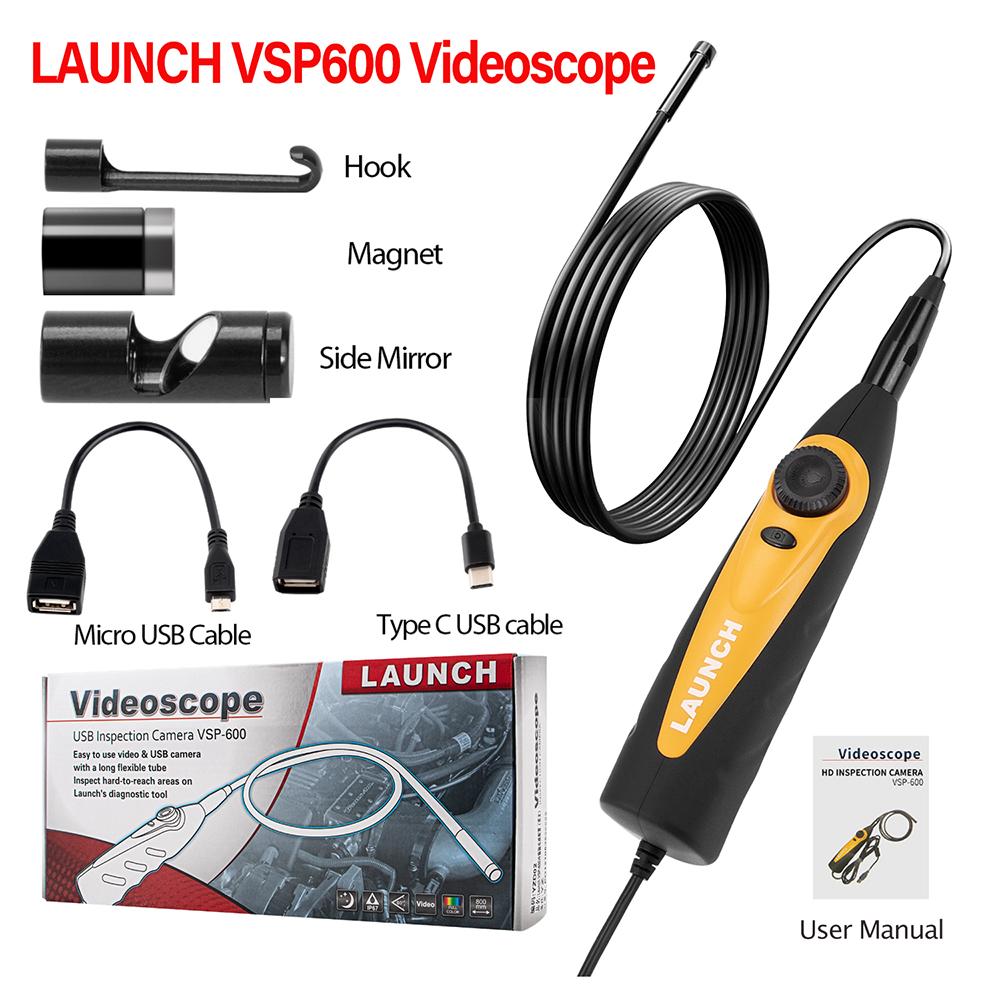 

LAUNCH VSP600 Videoscope Camera Endoscope Car Inspection Mirror Flexible IP67 Waterproof 6LED Adjustable for X431 V/PRO3S+/PAD V VSP600 Videoscope