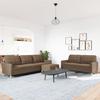 3 Piece Sofa Set with Footstool Brown Fabric