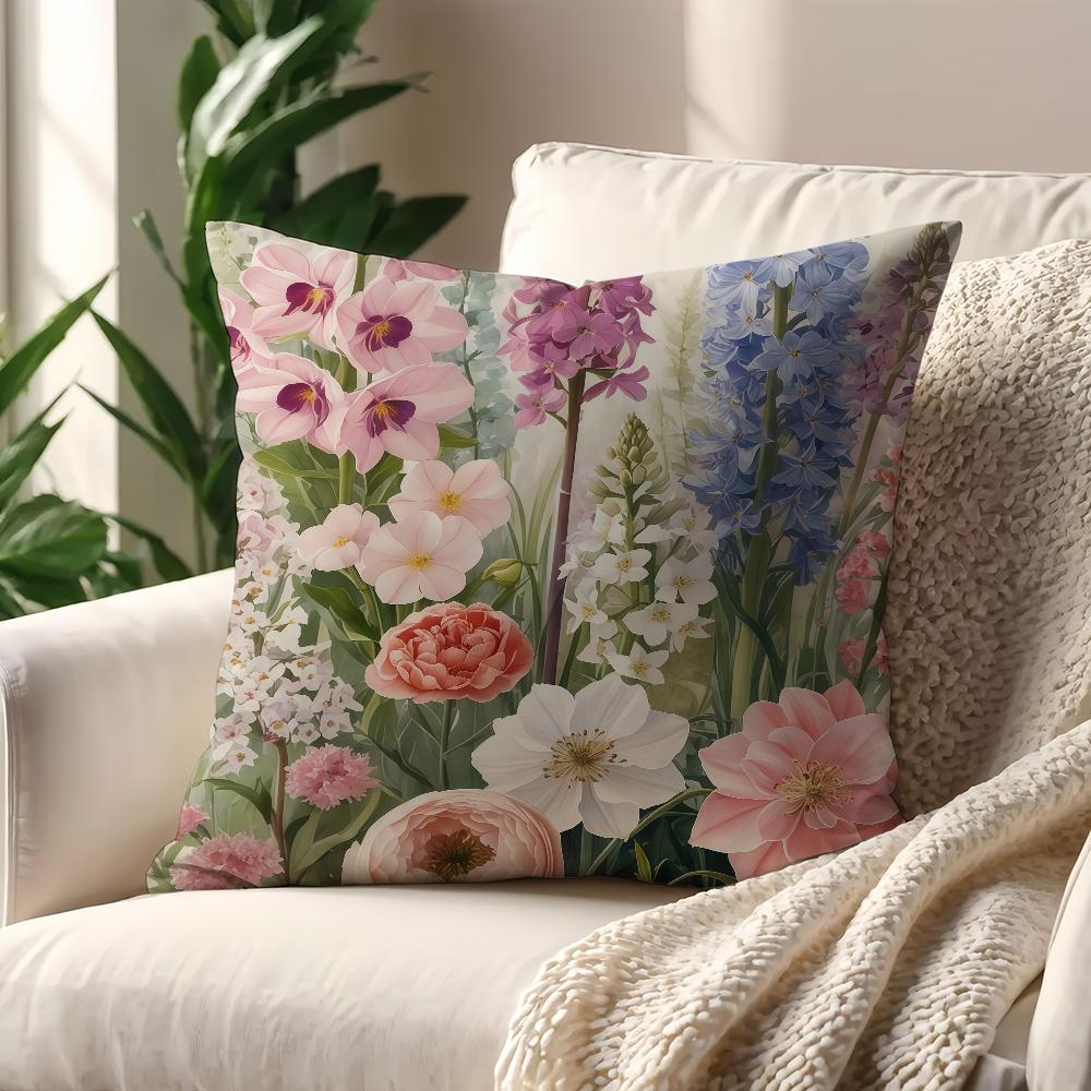 Lebendige pastellfarbene Blumen Kissenbezug Für Kissen Druck Sofa Dekoration Wohnraum Café Büro Nordische Schlichtheit