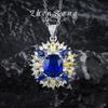 Stylish Vintage Monet Garden Fanta Set Royal Sapphire Ring Emerald Stud Earrings Pendant Necklace