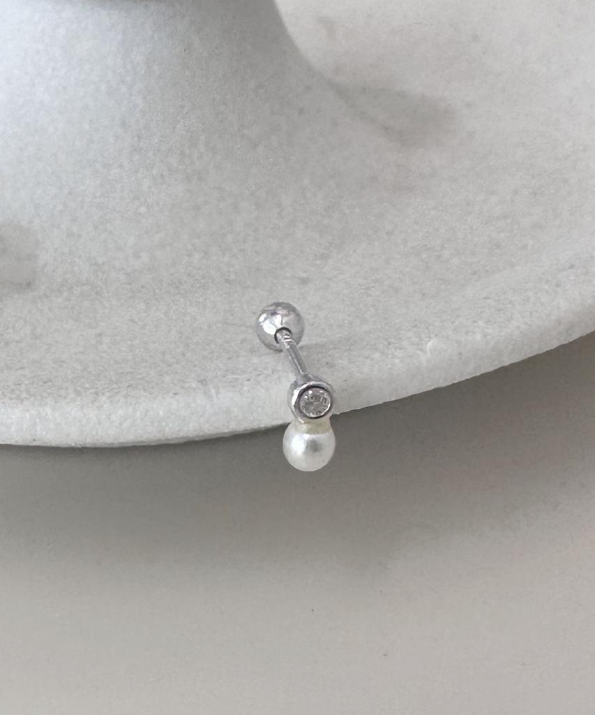 Baradu [Baradu 925] Round Stone Pearl Piercing (Single)