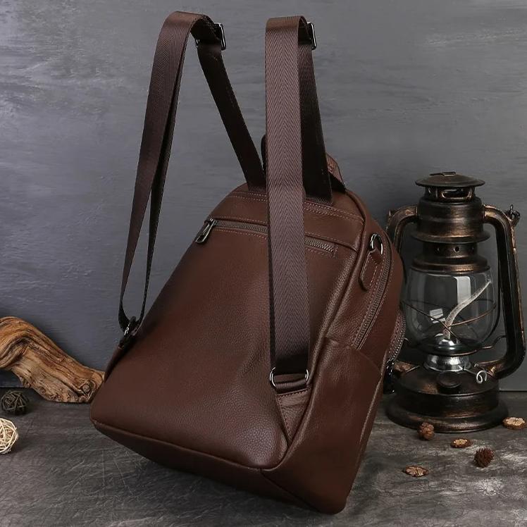 Johnature Unisex Backpack With High-end Texture And Large Capacity Commuting Genuine Leather Backpack