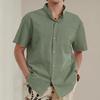 Chemises en lin à manches courtes pour hommes, chemises décontractées surdimensionnées, amples, à la mode, 2024