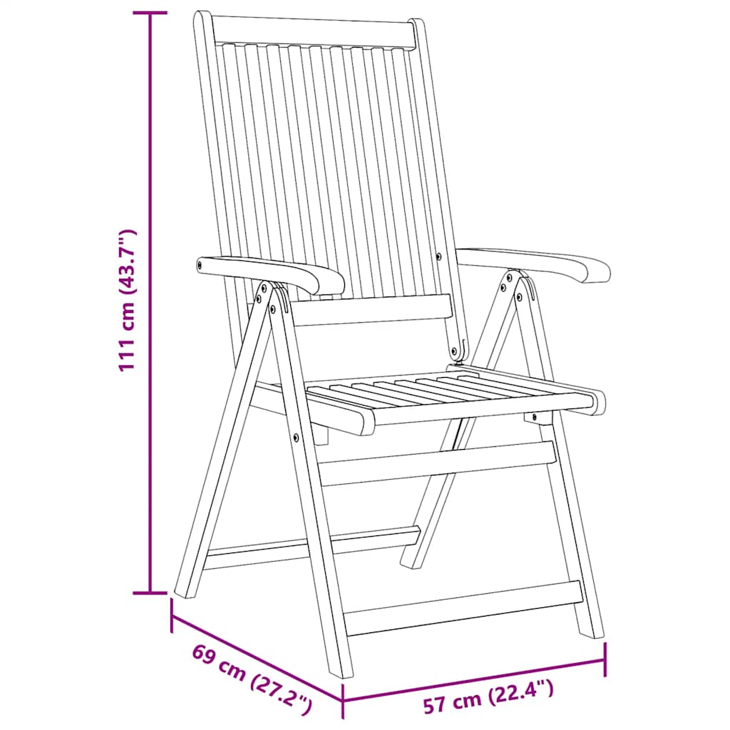 Folding Garden Chairs 6 pcs Solid Acacia Wood
