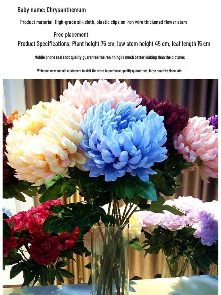 Large Artificial Chrysanthemum, Gaillardia, and Peony Flowers for Home Decor and Photo Props