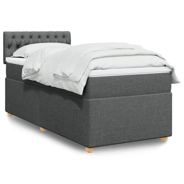 VidaXL Sommier à lattes de lit avec matelas Gris foncé 100x200cm Tissu 3288899