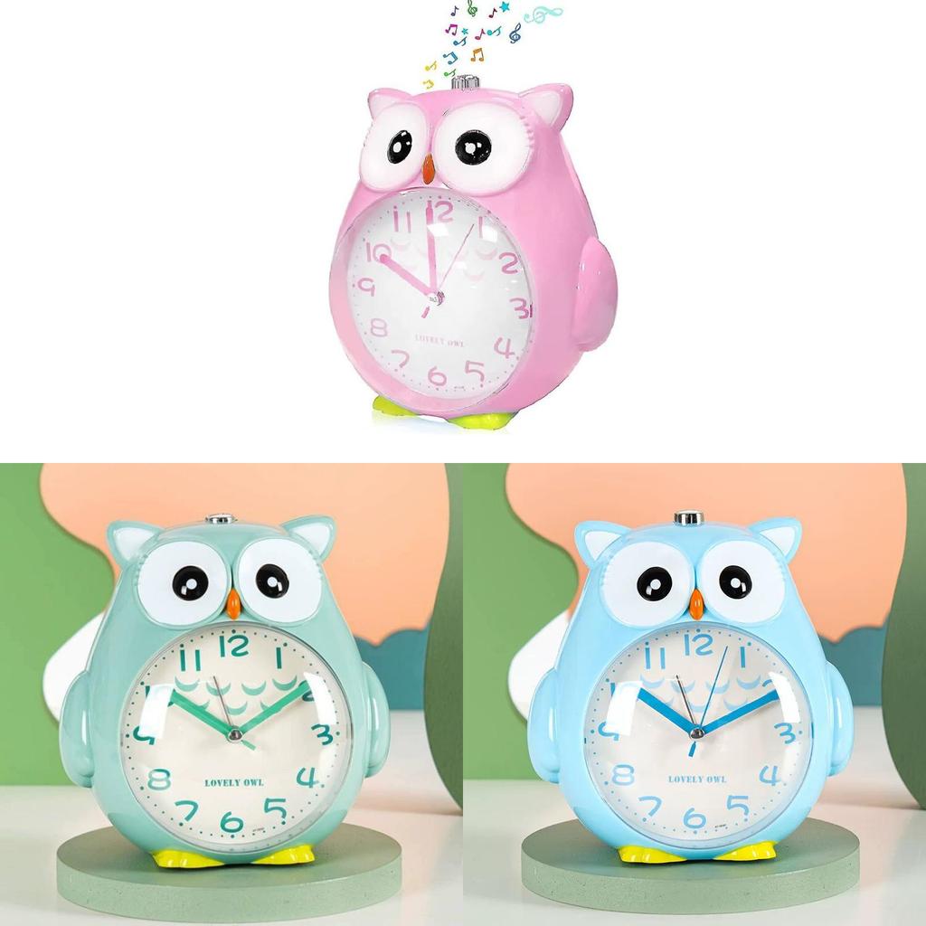 Cartoon Alarm Owl Clock With Talking Night Light Silent Decoration Function
