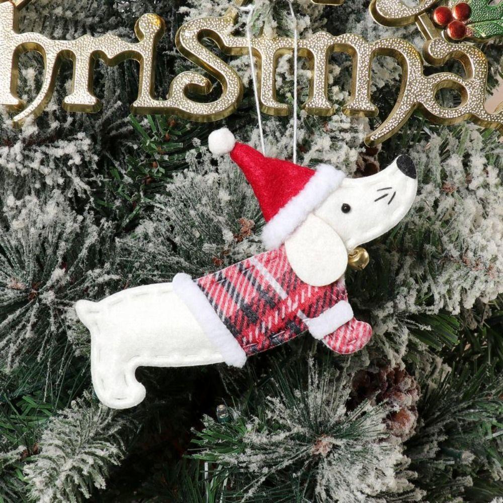 Non-woven Christmas Dachshund Dog Pendant Small Dressed Dachshund Dog Pendant Cute   Kids