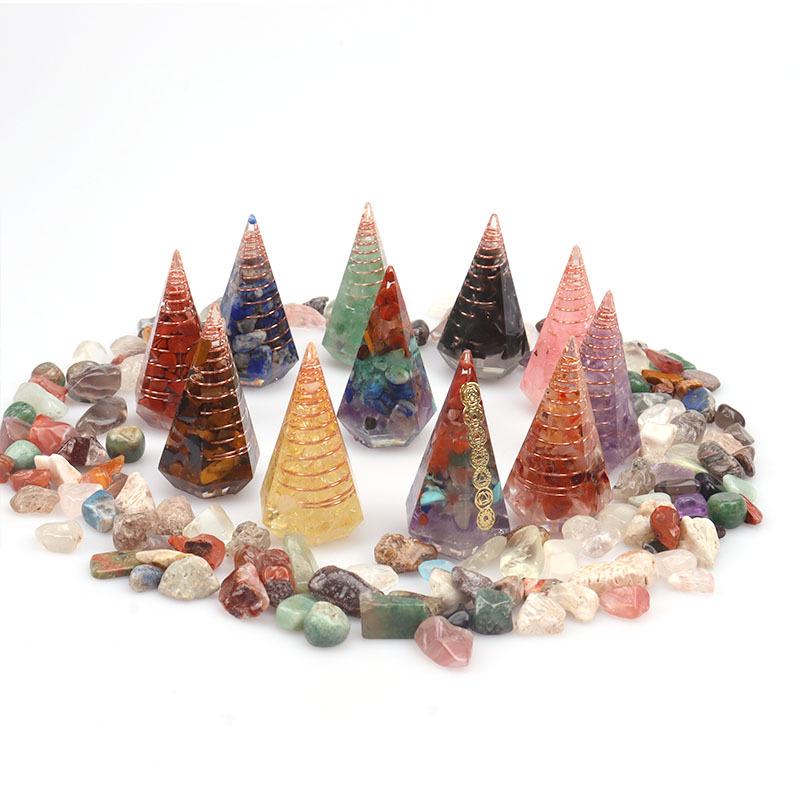 Hexagonal Seven-Color Crystal Stone Resin Pendulum Yoga Ornament