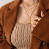 Qiong Yao Hip Hop 26-Letter Square Pendant Necklace, Clavicle Chain, 18K Gold Plated Titanium Steel.
