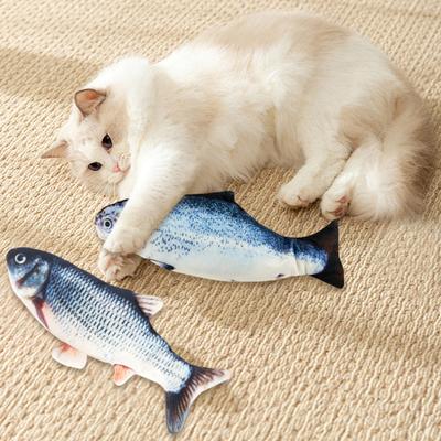 Flatterfisch Katzenspielzeug Wiederaufladbar Weicher Stofffisch Interaktives Kauspielzeug Realistischer Fisch Katzenkicker Spielzeug für Katzen Bewegung Jagdinstinkt