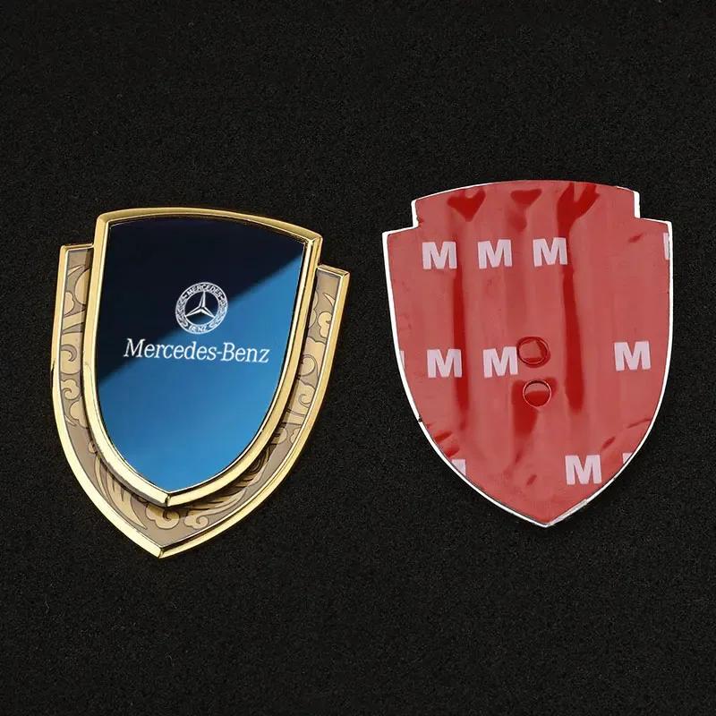 For  Mercedes Benz W124 W203 W204 CLA CLS SL SLC SLK A B C E S CLASS 3D Metal Car Side Fender Sticker Shield Badge Emblem Logo