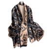 Simple style Mori contrasting colors double-sided imitation cashmere scarf winter high-end warm shawl