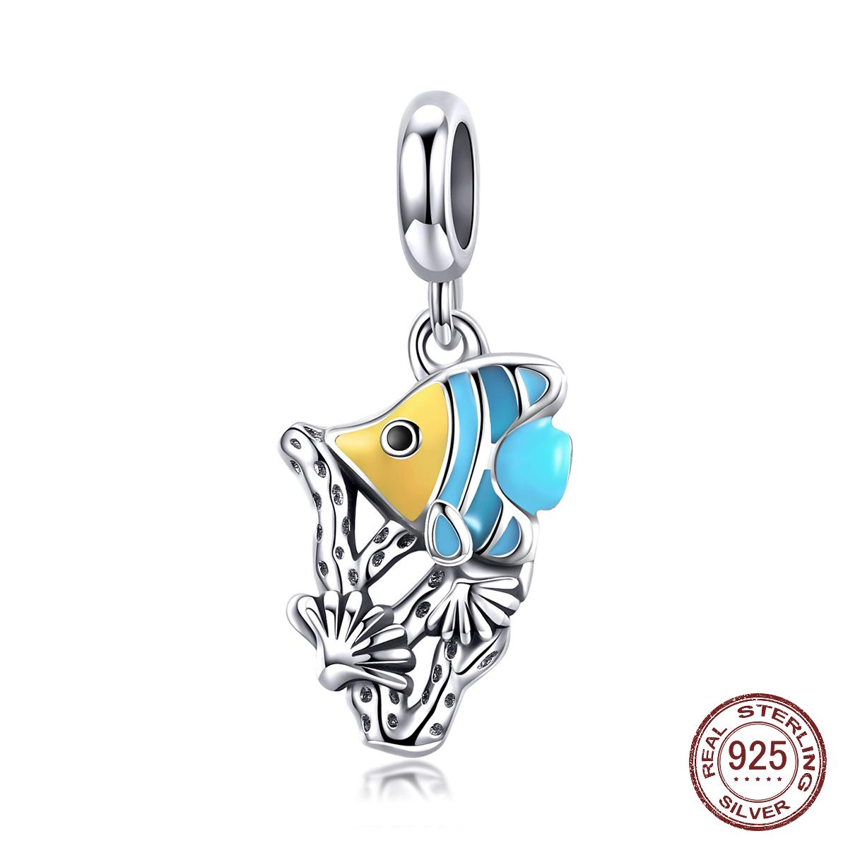 

925 стерлингового серебра подводный мир кристалл рыба шарм подходит браслеты ожерелья ювелирные изделия изготовление