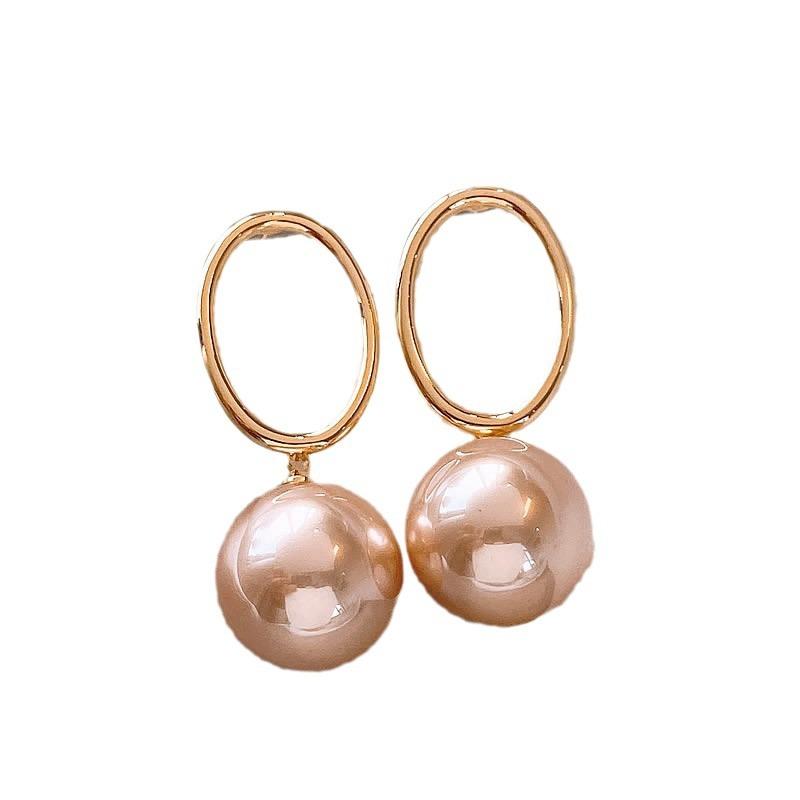 Vintage Oval Pearl Earring for Women Elegant Delicate Temperament Fashion All-match Drop Earrings Women Accessories