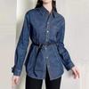 Shopping Mall 1116 Spring and Autumn Retro Fashion Versatile Single-breasted Slim-fit Long-sleeved Denim Shirt 1111811