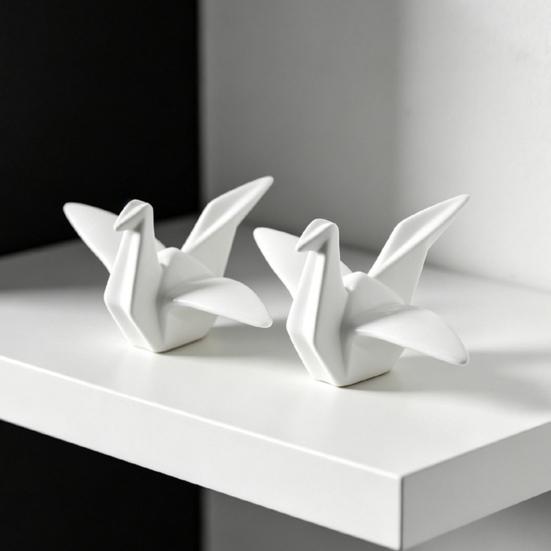 Yousheng Geometric Origami Cranes Figurine, Modern Cranes Sculpture, Minimalist Shelf Accent, Nordic Creative Cranes Sculpture for Desk