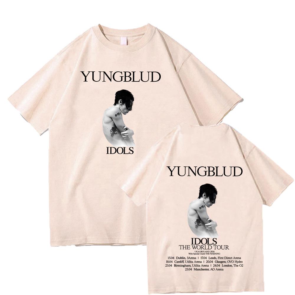 Yungblud ÍDOLOS The World Tour 2026 Camisetas Algodón Hip Hop Unisex Ropa de Calle Cantante Verano Suave Hombre Mujer Top Camiseta Holgada Casual