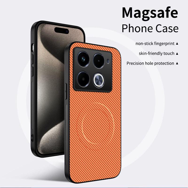 Infinix Note 40 Pro Carbon Fiber Leather Lens Cover with Magnetic Ring