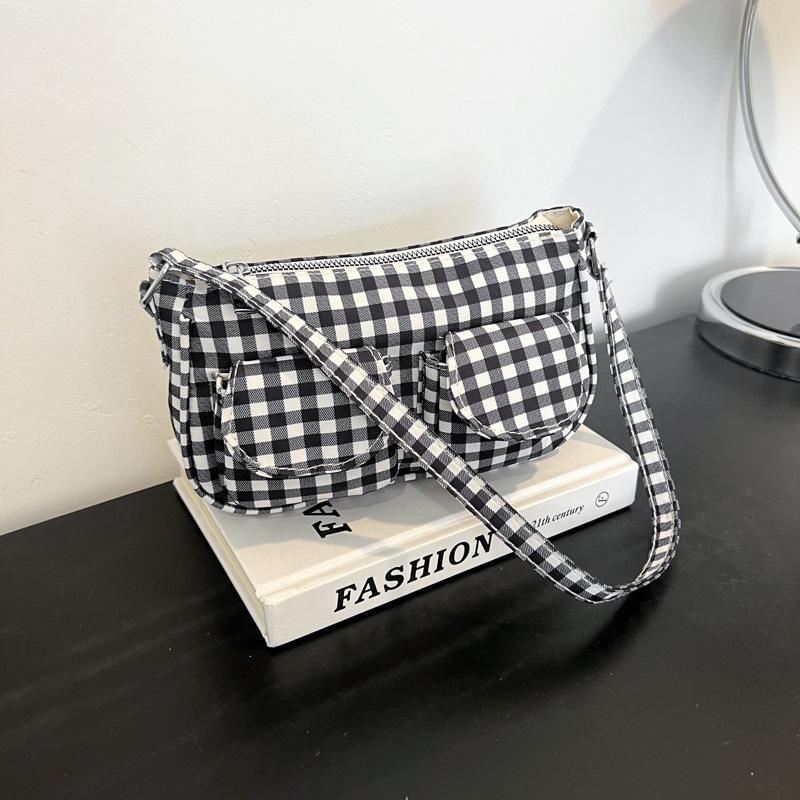 Sweet Plaid Bag, Foreign Style Cute Messenger Bag 2025 New Spring Fresh College Style Shoulder Small Square Bag