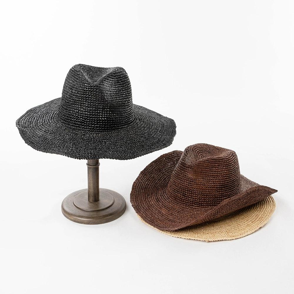 202205-hh5004A ins chic summer hand weave raffia grass have wire for shaping panama fedoras cap men women leisure JAZZ hat