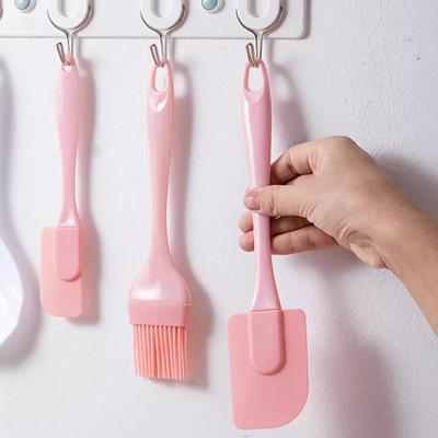 3 pièces/ensemble Racloir à crème DIY Bleu Gâteau Pain Beurre Spatule Mélangeur Rose Pinceau à huile Outil de cuisson de cuisine Spatule en silicone Antiadhésif
