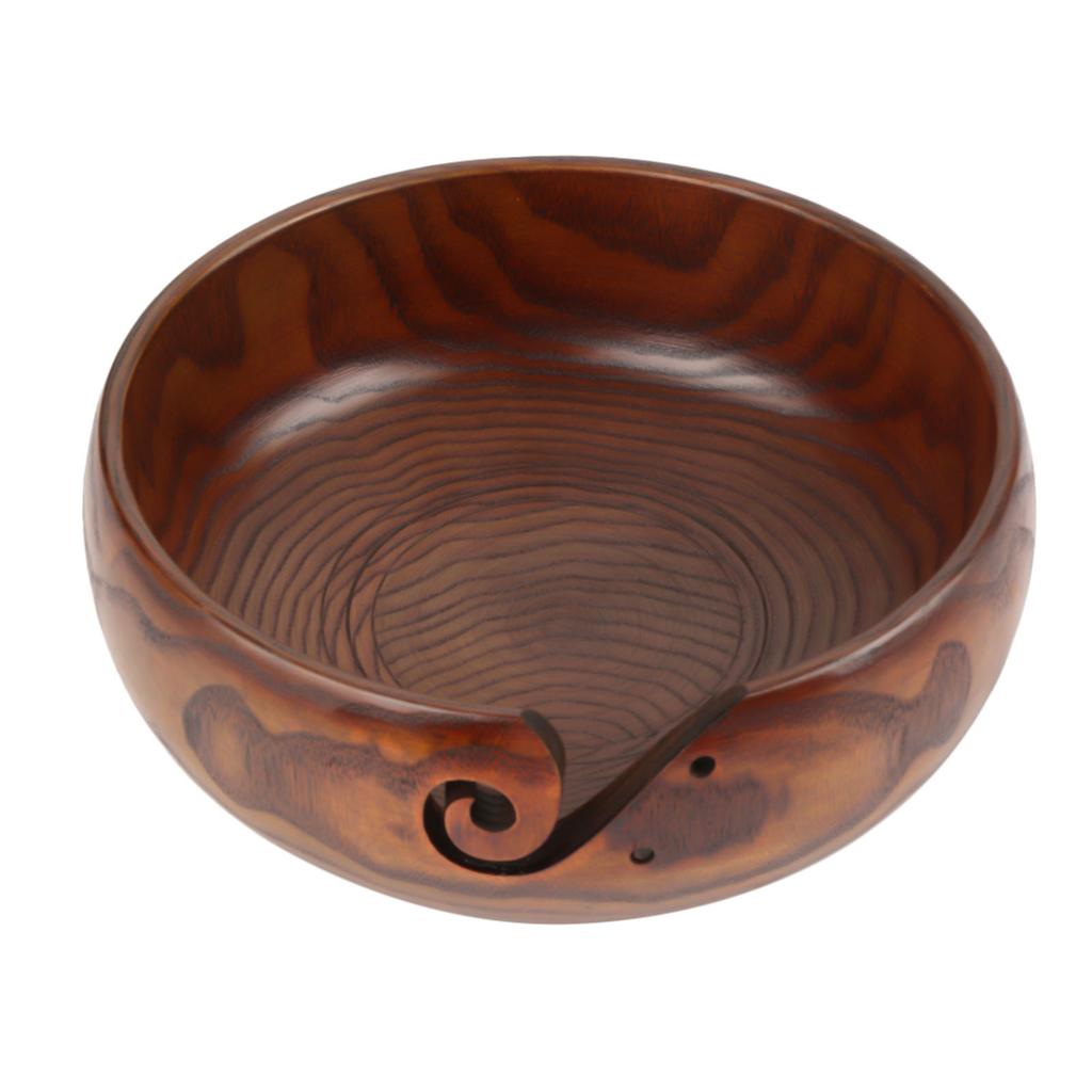 Natural Handmade Crafted Wooden Yarn Bowl for Knitting Crochet Home Decor (Medium Diameter)