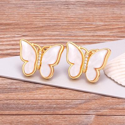 New Design Hot Sale Fashion Luxury 9 Colors Shell Boho Butterfly Stud Earrings for Women Lucky Romantic Anniversary Jewelry