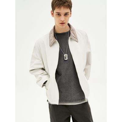 Corduroy Contrast Nylon Work Jacket Ivory