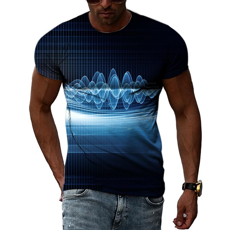 Letní móda Kreativní obrázek Pánské tričko Potištěné personalizované technologické prvky Vyrobeno v Číně Top s kulatým výstřihem a krátkým rukávem