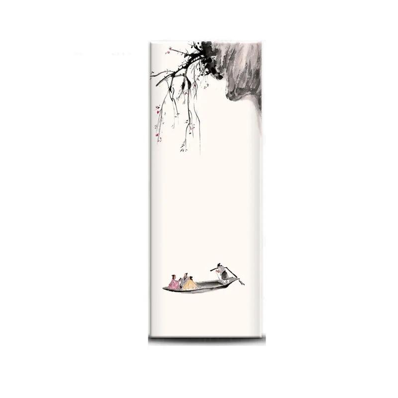 Chinese Style Refrigerator Door Sticker Self Adhesive Waterproof 3D Wallpaper Fridge Door Wrap Mural Cover Home Kitchen Decor