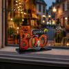 Freestanding Wooden Halloween Signs Tabletop Ornaments, Solid Wood Letter Signs, Decorative Table Centerpiece Word with Pumpkin And Ghost Elements for