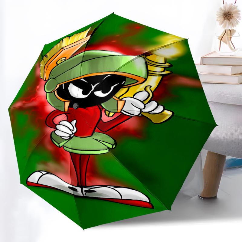 Marvin the Martian1 Print Automatic Umbrella, 8 Rib Iron Frame, Plastic Handle, Suitable for Outdoor Travel &Daily , Ideal Gift