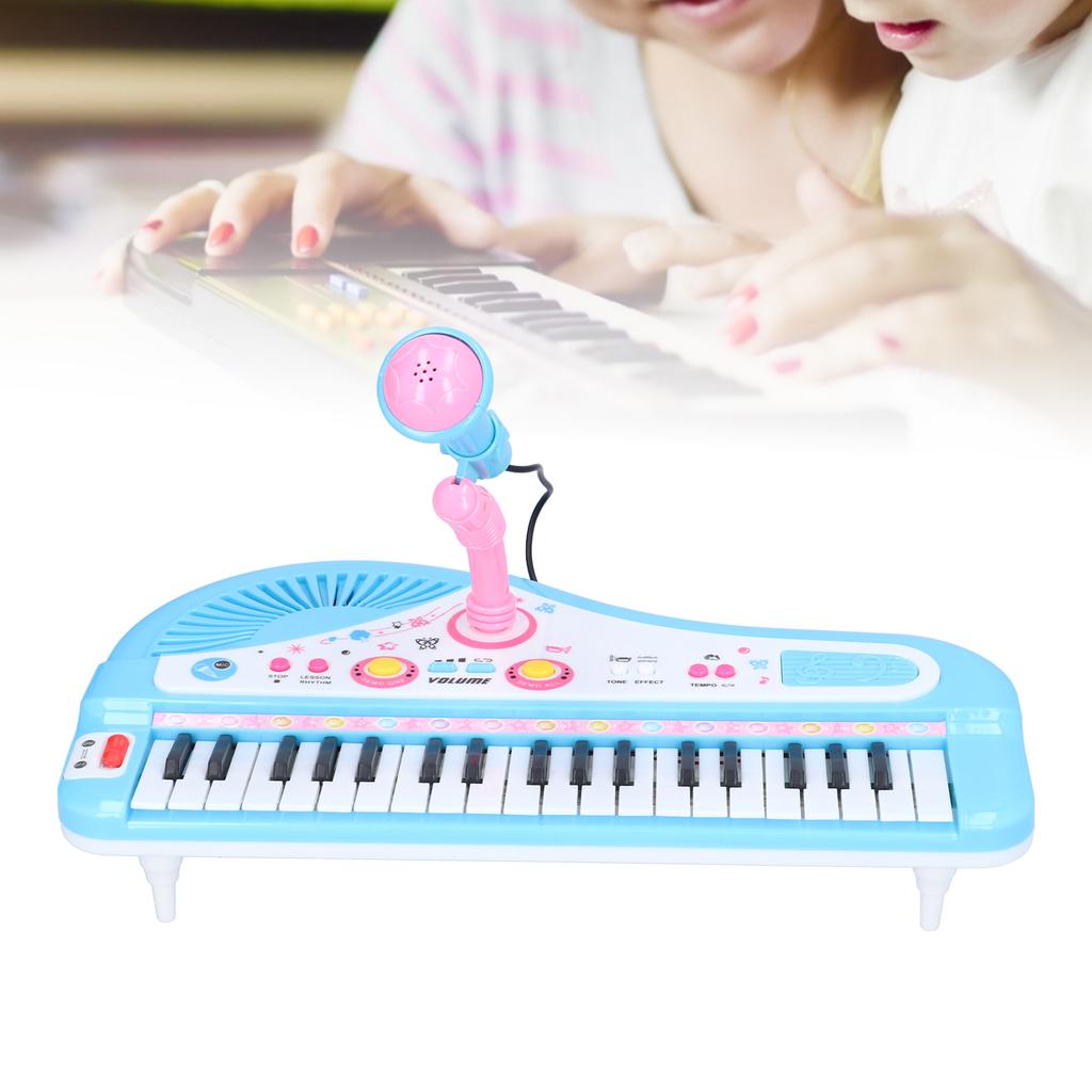 Children Music Instrument Toy with Microphone Battery Powered 37 Keys Electric Music Toy