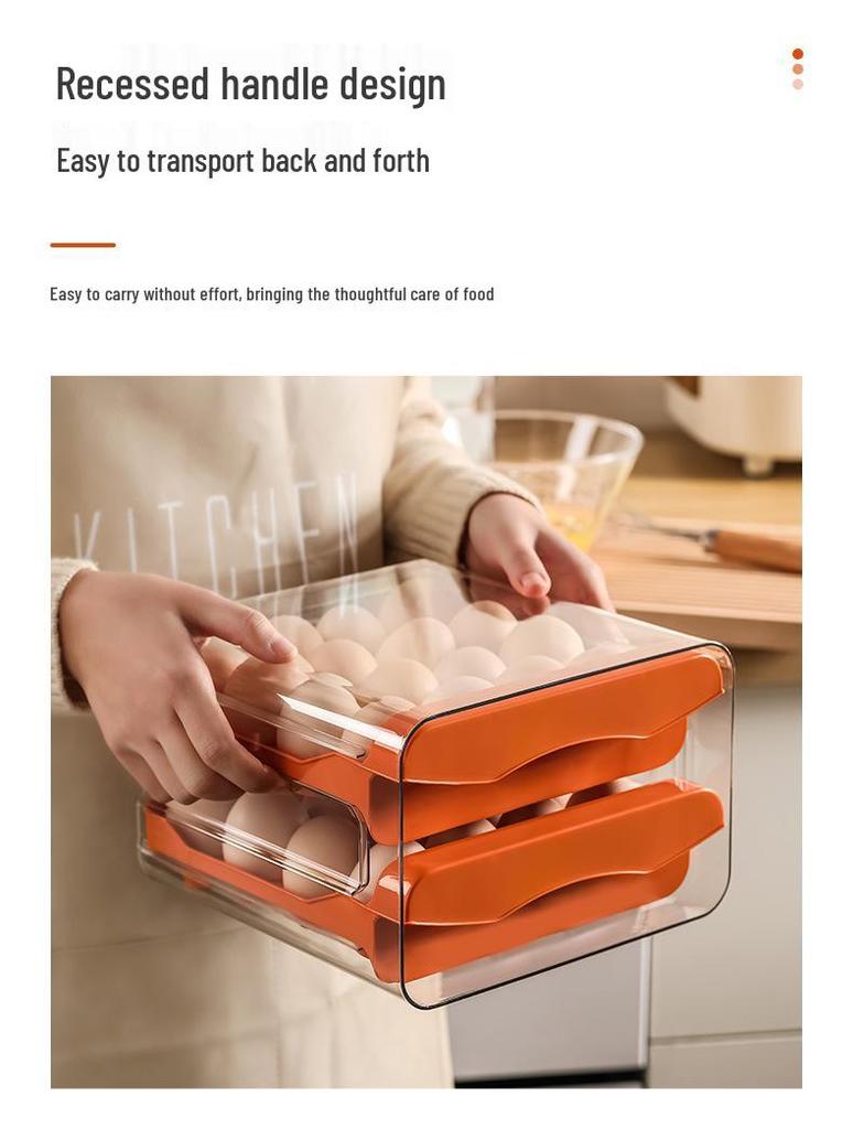 Double-Layer Drawer Egg Storage Box - 32 Grid Stackable Container