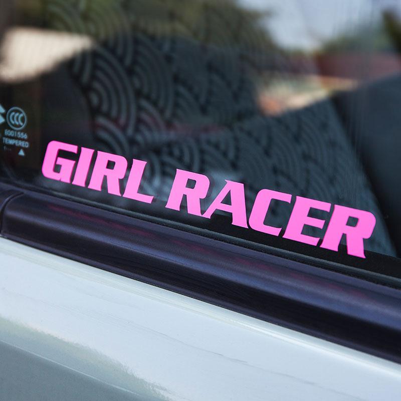GIRL RACER Aufkleber für Auto, Auto-Fenster, abnehmbare Vinyl-Aufkleber, ölbeständige Dekoration, Motorrad-Kraftstofftank-Verkleidung, Zeichen für Fahrerin
