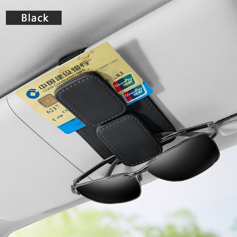 SEAMETAL Car Glasses Clip PU Leather Sun Visor Magnetic Card Ticket Holder Multifunction Sun Visor Car Accessories