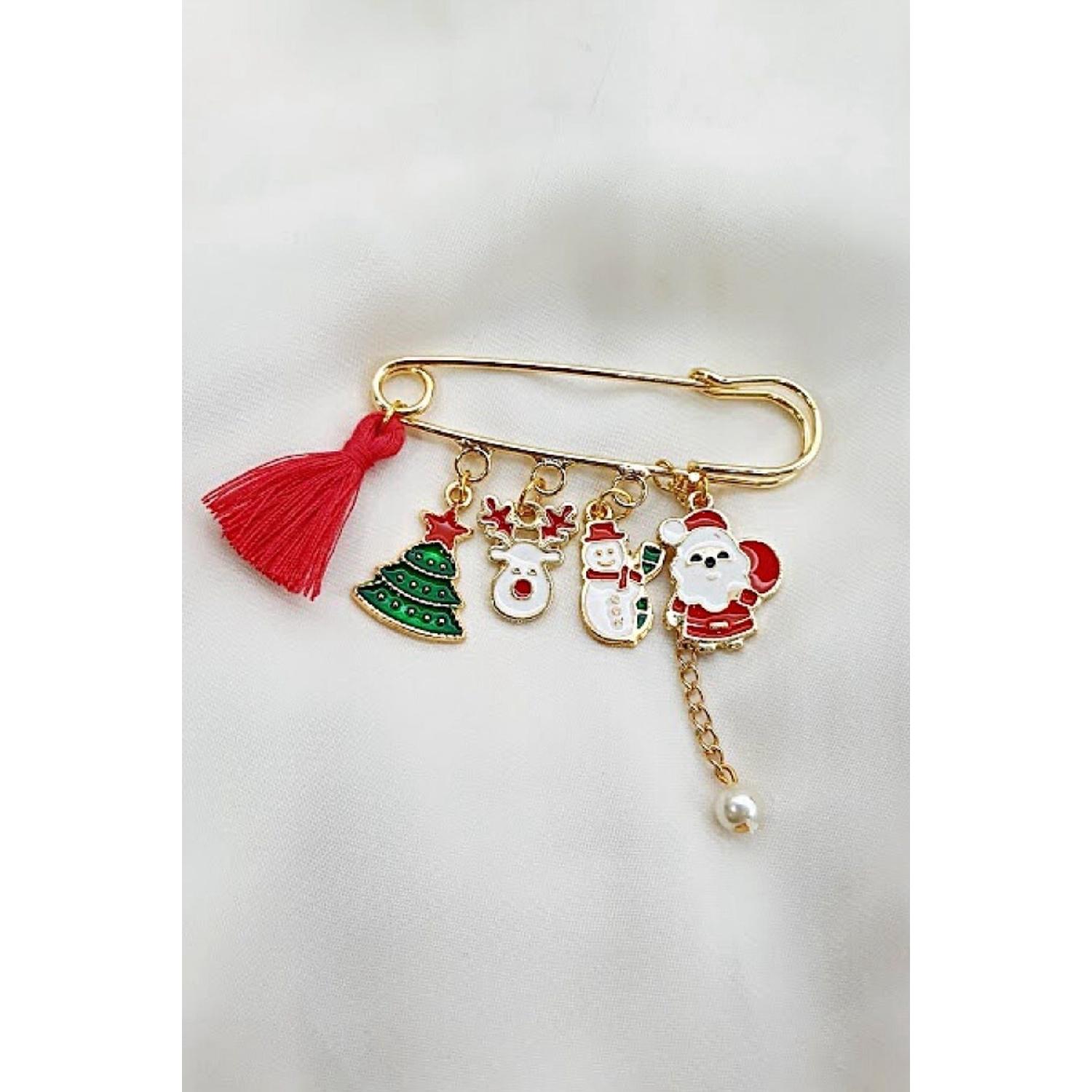 

Рождественская брошь-подушечка для иголок золотой