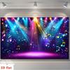 Sfondo Colorato con Spotlight da Palco e Note Musicali per Feste