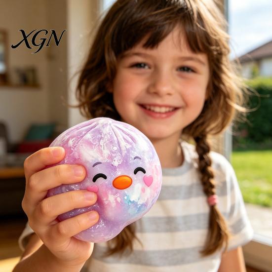 Portable Stress Reliever Cartoon Dumpling Squeeze Toy with Glitter, Relief Dough Kids Ball Fidget Toy, Soft Simulated Steamed Bun Sensory