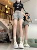 2025 Women's Summer High Waist Slimming Loose Straight-Leg Drawstring Shorts - Black Casual Versatile Sportswear