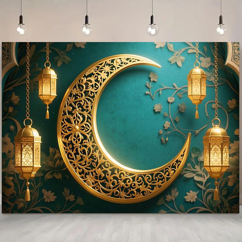 Mondsichel-Laternen-Thema Elegantes Ramadan-Banner Wanddekoration für Party, Festliche Heimdeko für EID Al Adha Feiern
