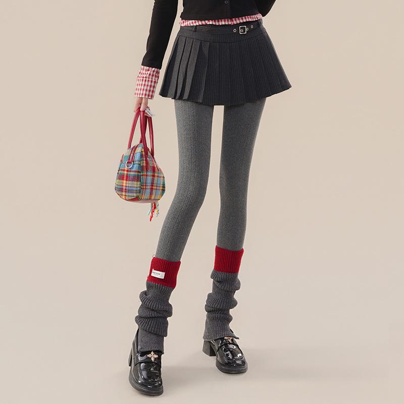 Dámské retro punčochové kalhoty s copánkovým vzorem a sametovým povrchem - Vysoký pas, zeštíhlující, japonský styl, univerzální sladké podzimní a zimní ponožky