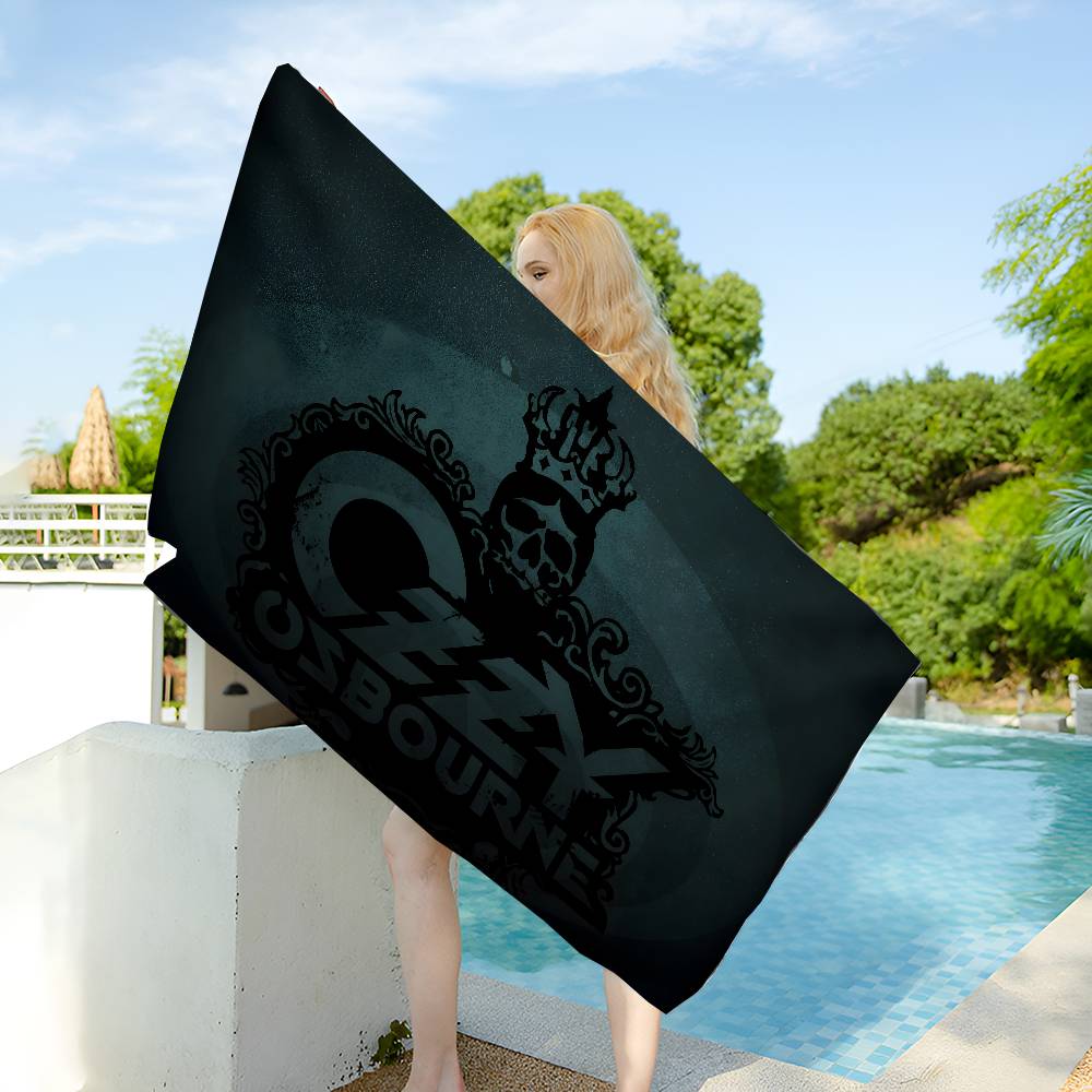 Ozzy Osbourne Logo Anime Microfiber Printed Beach Towel Mountain Climbing Yoga Beach Swimming Running Absorbent Soft Towel