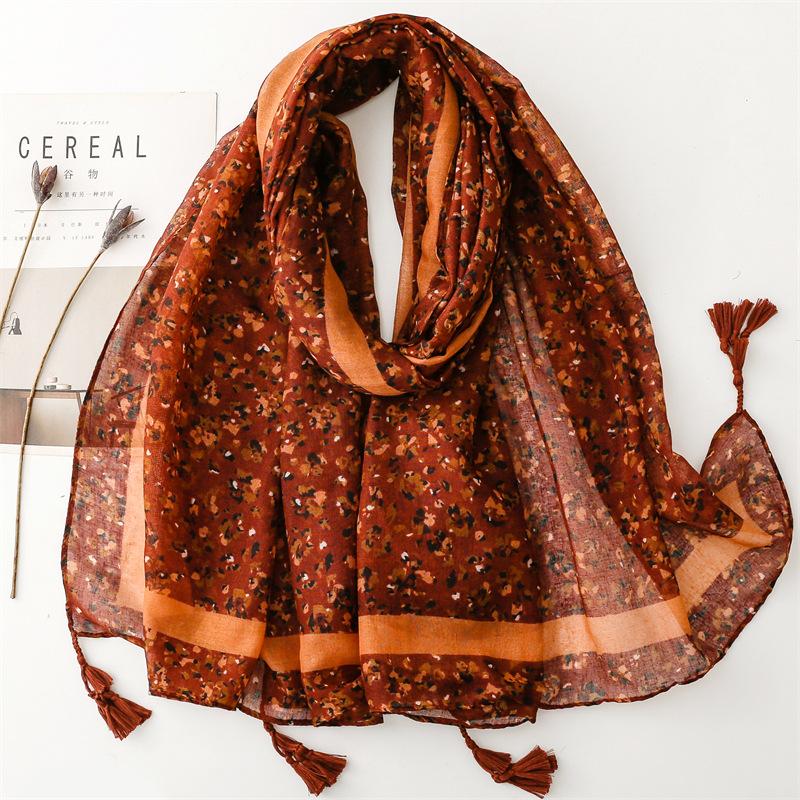 

Winter Soft Thin Green Polka Floral Tassel Viscose Shawl Scarf Lady High Quality Print Pashmina Stole Bufandas Muslim Hijab