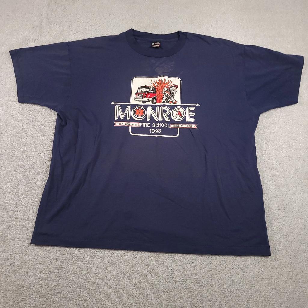 Vintage Monroe Fire School Shirt Mens 3XL Firefighter Graphic USA 1993 90s Tee